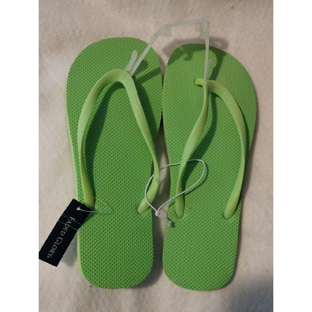 3 For $12 Sale! Faded Glory Lime Green Flip Flop Sandals Size 9/10 Large